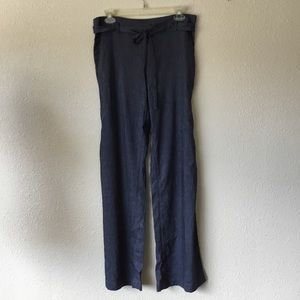 Ann Taylor Wide Leg Chambray Linen Pants